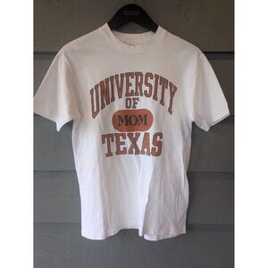 Vintage Texas Longhorns MOM Shirt Womens Medium White Football Hanes Tee 90s
